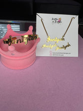Load image into Gallery viewer, 3pc Dainty stud earrings X Name Bangle X Necklace