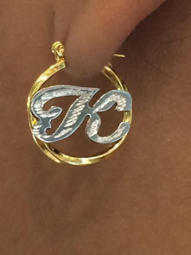 Gold initial 2025 hoop earrings