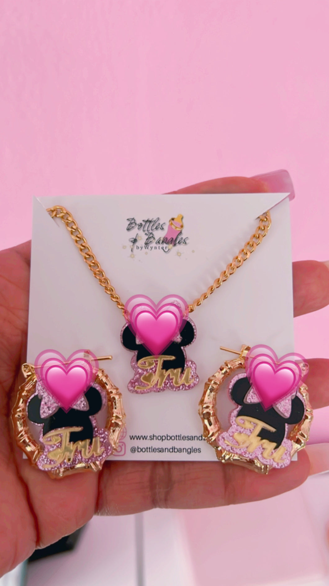 Acrylic Character Earrings And Necklace Set